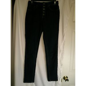 Hybrid & Company Dark Wash‎ High-Rise Button Fly Skinny Jeans Classic Denim